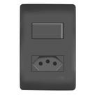 Interruptor Fame 1 Tecla C/tomada Distanciada - 4061 Habitat Black