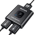 Interruptor HDMI GANA 4k @60hz Splitter Alumínio 2 entradas 1 saída Interruptor HDMI GANA 4k @60hz Splitter Alumínio 2 entradas 1 saída