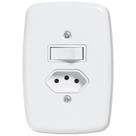 Interruptor Ideale Pluzie 1 Tecla Paralela + 1 Tomada 2P+T 10A com Placa 4X2 Branca