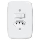 Interruptor Ideale Pluzie 1 Tecla Paralelo + 1 Tomada 2P+T 20A com Placa 4X2 Branca