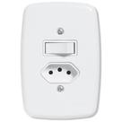 Interruptor Ideale Pluzie 1 Tecla Simples + 1 Tomada 2P+T 20A com Placa 4X2 Branca