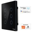 Interruptor Inteligente Touch 6 Botões 4x4 Alexa Google Wifi Smartlife Tuya Panda Plus Controle de Voz Bivolt Automação