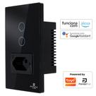 Interruptor Inteligente Wifi 2 Botões Touch 1 Tomada 16A Bivolt Smartlife Tuya PandaPlus Alexa Google Comando Voz e App