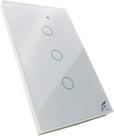 Interruptor Inteligente WiFi Controle Por Aplicativo E Comando De Voz E RF433, Paralelo, 3 Botões Tecla Touch, Acabamento Em Vidro