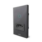 Interruptor Inteligente WiFi preto 1 Botão preto com Tomada, Interruptor Smart Sem Fio Multifuncional Alexa Google home