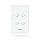 Interruptor Inteligente Wifi Velds 4 Botões Touch, Compatível com Alexa e Google, 4x2 Bivolt Branco
