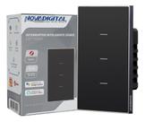 Interruptor Inteligente Zigbee Linha Quartzo Novadigital 10 A 3 Botões Preto QZ-3B