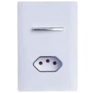 Interruptor Novara Branco E Cromado 1 Tecla Simples E Tomada 20a 4x2 Com Placa Dicompel