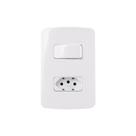 Interruptor Paralelo 10a E Tomada 2p+t 10a Margirius B3 Com Placa 4x2 Branco