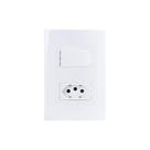 Interruptor Paralelo 10a E Tomada 2p+t 20a Margirius Sleek Com Placa 4x2 Branco
