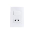 Interruptor Paralelo 10A e Tomada 2P+T 20A MarGirius Sleek com Placa 4x2 Branco