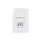 Interruptor Paralelo Duplo 10a E Tomada 2p+t 10a Margirius B3 Com Placa 4x2 Branco Interruptor Paralelo Duplo 10a E Tomada 2p+t 10a Margirius B3 Com Placa 4x2 Branco