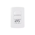 Interruptor Paralelo Duplo 10A e Tomada 2P+T 10A MarGirius B3 com Placa 4x2 Branco
