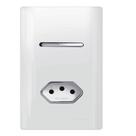 Interruptor Paralelo + Tomada Universal 2P+T 10A Cromado com Placa 4x2 Branco - DC-120020 - NOVARA