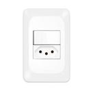 Interruptor Pial Pop 1 Tecla Simples + 1 Tomada 2P + T 10A com Placa 4X2 Interruptor Pial Pop 1 Tecla Simples + 1 Tomada 2P + T 10A com Placa 4X2
