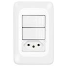 Interruptor Pial Pop 2 Tecla Simples + 1 Tomada 2P + T 10A com Placa 4X2