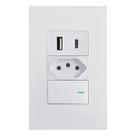 Interruptor Premium De Parede Com Tomada Simples E Entrada Tipo C USB