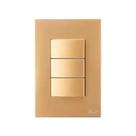Interruptor Recta Ouro Blux 4x2 Fosco 3 Teclas Simples Conjunto Modular Completo Para Embutir Na Parede Interruptor Recta Ouro Blux 4x2 Fosco 3 Teclas Simples Conjunto Modular Completo Para Embutir Na Parede