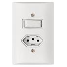 Interruptor Simples 1 Tecla + Tomada 10A 2p+t Branco Com Espelho Bivolt 127V e 250V