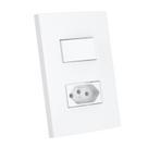 Interruptor Simples 10A 4x2 1 Tecla e Tomada 20A Branco Dubai Enerbras