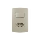Interruptor Simples 10A e Tomada 2P+T 10A MarGirius B3 Colors com Placa 4x2 Pérola