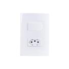 Interruptor Simples 10a E Tomada 2p+t 10a Margirius Sleek Com Placa 4x2 Branco Branco Interruptor Simples 10a E Tomada 2p+t 10a Margirius Sleek Com Placa 4x2 Branco Branco