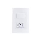 Interruptor Simples 10A e Tomada 2P+T 10A MarGirius Sleek com Placa 4x2 Branco