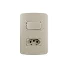 Interruptor Simples 10a E Tomada 2p+t 20a Margirius B3 Colors Com Placa 4x2 Pérola Pérola