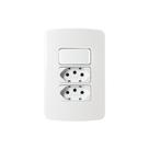 Interruptor Simples 10a E Tomada Dupla 2p+t 10a Margirius B3 Com Placa 4x2 Branco Branco