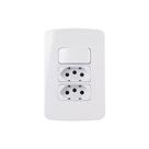 Interruptor Simples 10a E Tomada Dupla 2p+t 20a Margirius B3 Com Placa 4x2 Branco Branco