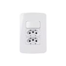 Interruptor Simples 10A e Tomada Dupla 2P+T 20A MarGirius B3 com Placa 4x2 Branco