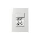 Interruptor Simples 10a E Tomada Dupla 2p+t 20a Margirius Sleek Com Placa 4x2 Branco Branco
