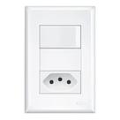 Interruptor Simples 16A com Tomada 10A 2P+T Evidence Branco Fame - Ref. 3889