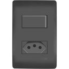 Interruptor Simples 16A + Tomada 10A 2P+T Fame Habitat Black - Ref. 4061
