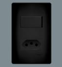 Interruptor Simples 16A + Tomada 10A Placa 4X2 Habitat Black - FAME