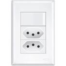 Interruptor Simples com 2 Tomadas 10A 2P+T Fame Evidence Branco - Ref. 3533