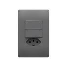 Interruptor Simples Duplo E Tomada 2p+t 10a Fame Habitat Onix Com Placa 4x2 Onix