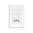 Interruptor Simples Duplo e Tomada 2P+T 20A Fame Evidence com Placa 4x2 Branco