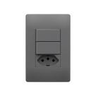 Interruptor Simples Duplo e Tomada 2P+T 20A Fame Habitat Onix com Placa 4x2