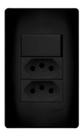 Interruptor Simples e 2 Tomadas Pretas 2P+T 20A/250V - Fame