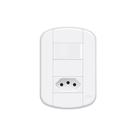 Interruptor Simples E Tomada 2p+t 10a Fame Blanc+ Distanciados Com Placa 4x2 Branco