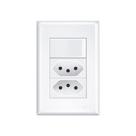 Interruptor Simples E Tomada Dupla 2p+t 20a Fame Evidence Com Placa 4x2 Branco