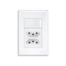 Interruptor Simples e Tomada Dupla 2P+T 20A Fame Evidence com Placa 4x2 Branco