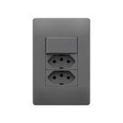Interruptor Simples E Tomada Dupla 2p+t 20a Fame Habitat Onix Com Placa 4x2 Onix