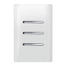 Interruptor Simples Horizontal Cromado 3 Teclas Simples Placa 4x2 Branca - DC-12008 - NOVARA