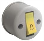 Interruptor Sobrepor Branco Campainha Retangular Cinza Pluzie