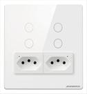 Interruptor Touch Wi-Fi NovaDigital 4 Botões 2 Tomadas 4x4 Branco