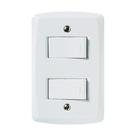 Interruptor Tramontina Branco 2 Teclas Simples 2x4 C/ Placa