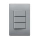 Interruptor Triplo Simples Com Placa Linha Habitat Onix - Fame.