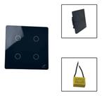 Interruptor Wifi Inteligente 4x4 4 Botões Smart Touch Alexa Preto JWCOM SEM NEUTRO